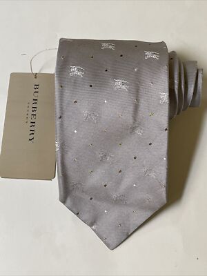 NEW Burberry Gray Dots Mans 100% Silk Tie Authentic Italy 3.5'' 0350457
