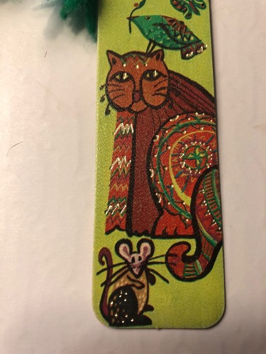 Vintage 1972 Cat Bookmark Tassel Whimsical Mouse Bird Butterfly Friend 70s/80s
