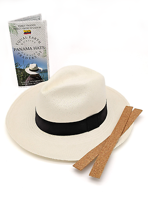 New Genuine Panama Hat Rolling Ecuador Equal Earth Fair Trade Quality - White