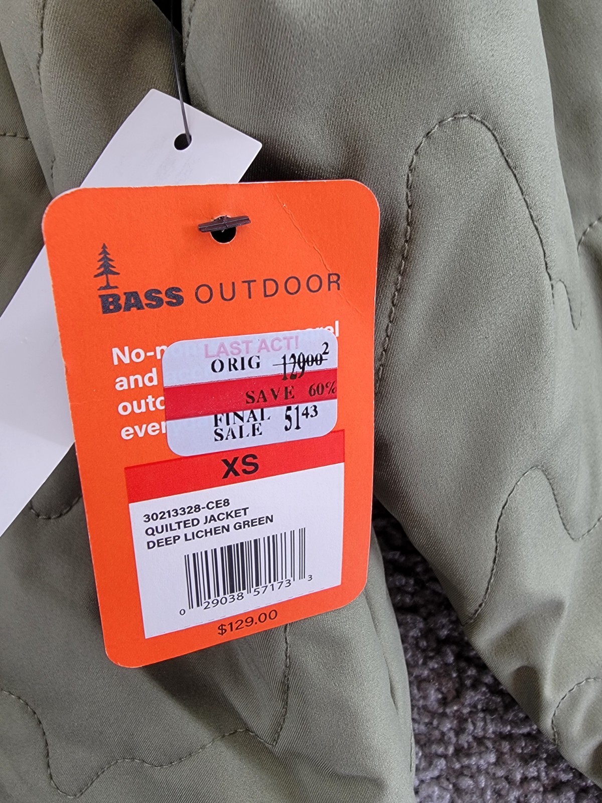 Bass Outdoor Quilted Long Sleeve Jacket Women XS Deep Lichen Green High collar - Picture 17 of 17