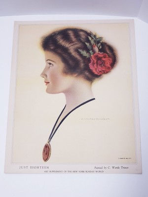 VINTAGE LITHOGRAPHY C. Warde Traver 1900's KNAPP CO  NY Just Eighteen New York 