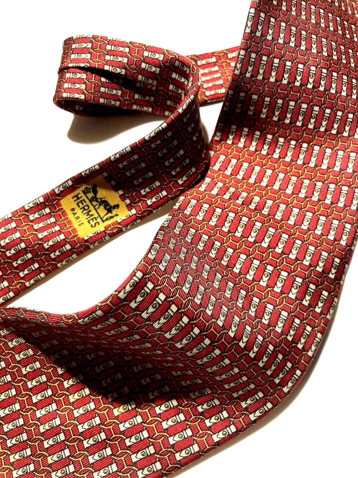 HERMES VINTAGE INITIAL H CHAINED RINGS TIE BELT BUCKLE HIGH END 