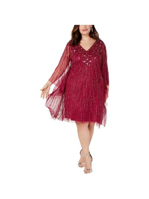 

ADRIANNA PAPELL Женское розовое коктейльное платье-футляр с принтом из бисера, Розовый