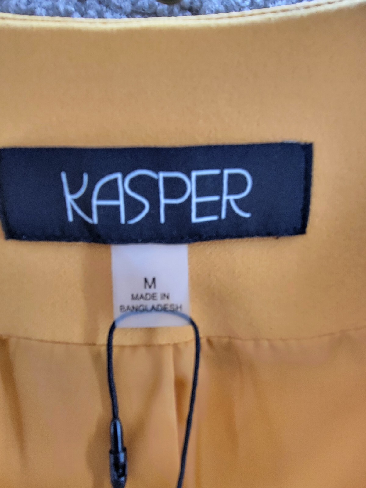 Kasper Collarless Open-Front Long-Sleeve Jacket Women's M Golden Signature Solid - Picture 9 of 16