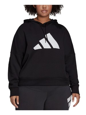 

Женская толстовка без воротника с черными рукавами и логотипом ADIDAS Top Plus, Черный