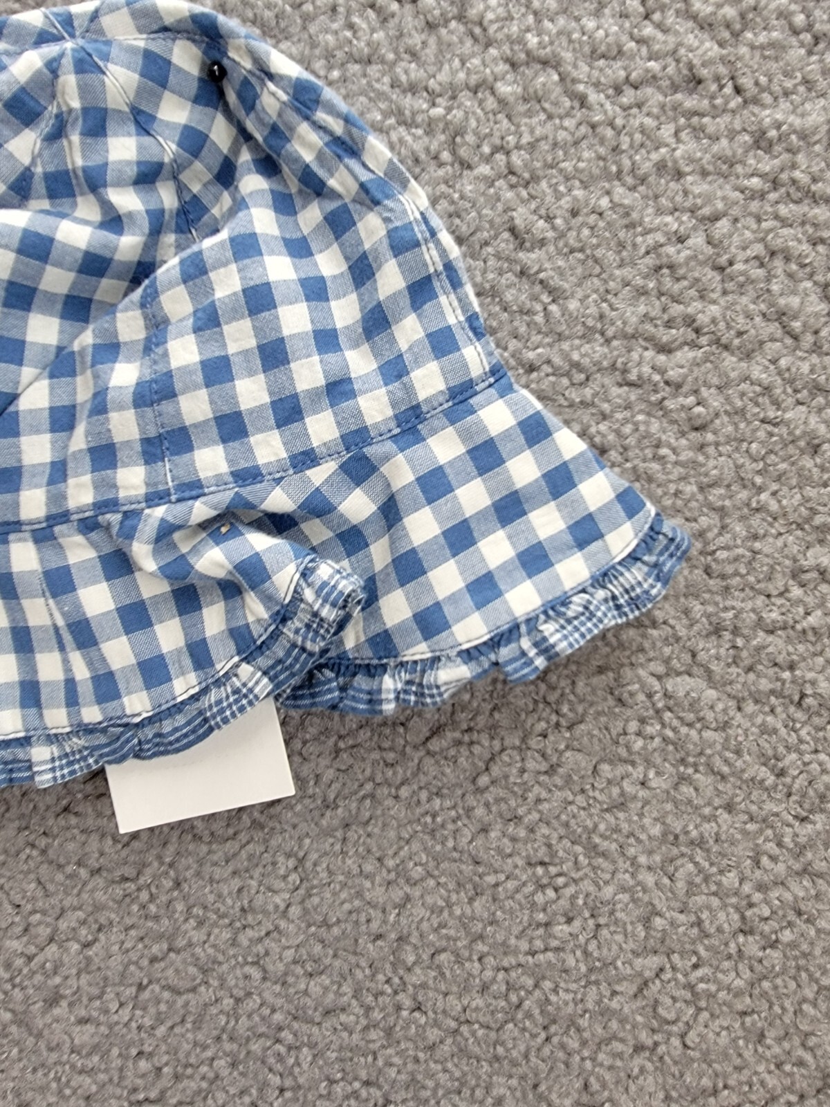 Ralph Lauren Gingham Madras Bubble Shortall & Hat Set Baby Girls 6M Blue Snap Up - Picture 16 of 24