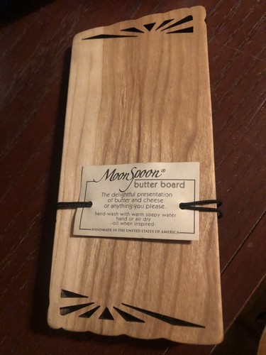 Moon Spoon Handcrafted Cherry Butter Board Beautiful Cut Out Pattern New