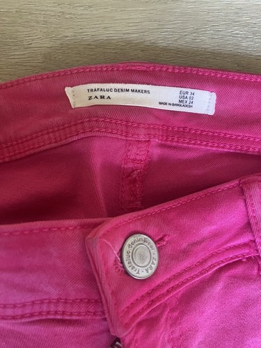 NWOT ZARA Trafaluc Pink Womens sz 2 Cuffed Hem Slim Fit Skinny Jeans