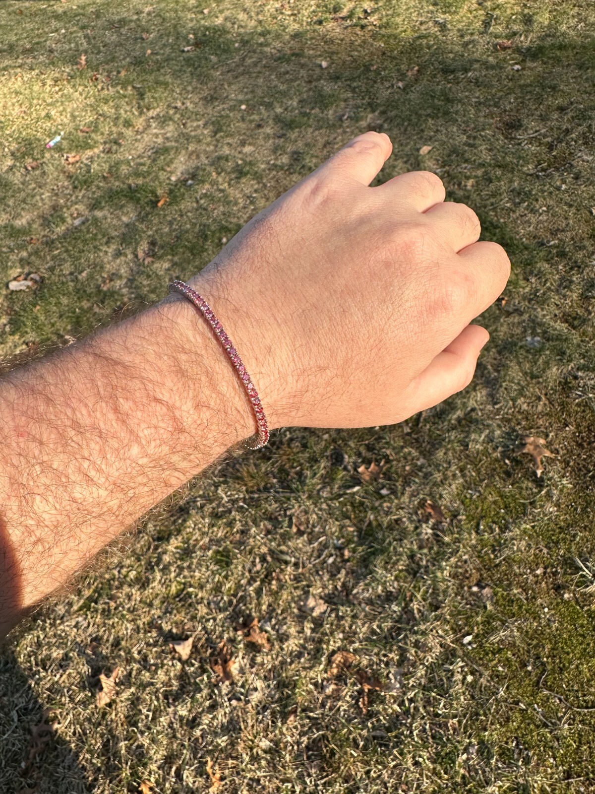 Pre-owned Silver Real Iced Pink Moissanite 3mm Tennis Bracelet 925  Pass Diamond Tester