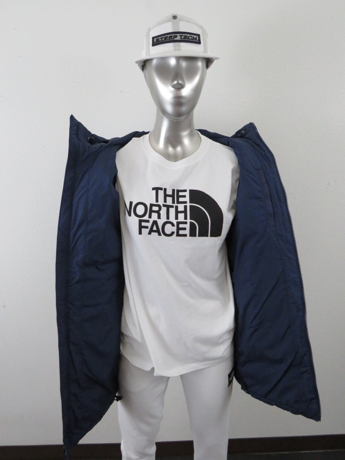 Pre-owned The North Face Womens  Gotham Mid Parka 550-down Winter Jacket Hooded - Navy Blue In Summit Navy Blue / Tnf White Logo