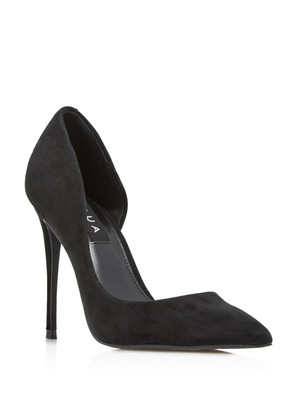 

Черные кожаные туфли-лодочки без шнуровки AQUA Womens Half Dorsay Dion Toe Stiletto, Черный, AQ-DION