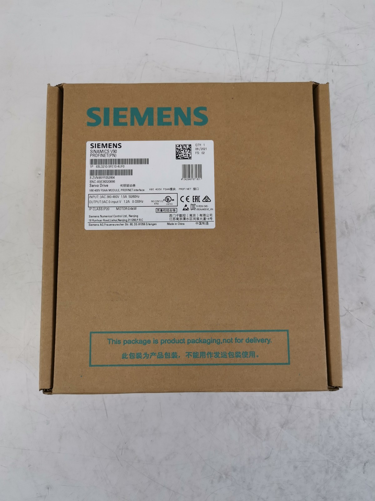 SIEMENS Inverter 6SL3210-5FE10-4UF0 FS:02 NEW