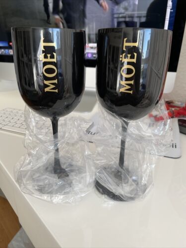2x Moet & Chandon Champagner Gläser Schwarz Neu OVP Acryl Sommer Edition***