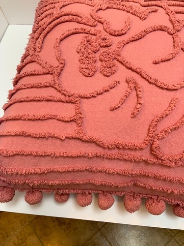 X-Large Nice Rose Pink  Chenille Reversible Throw  Pillow w/Tassels 18