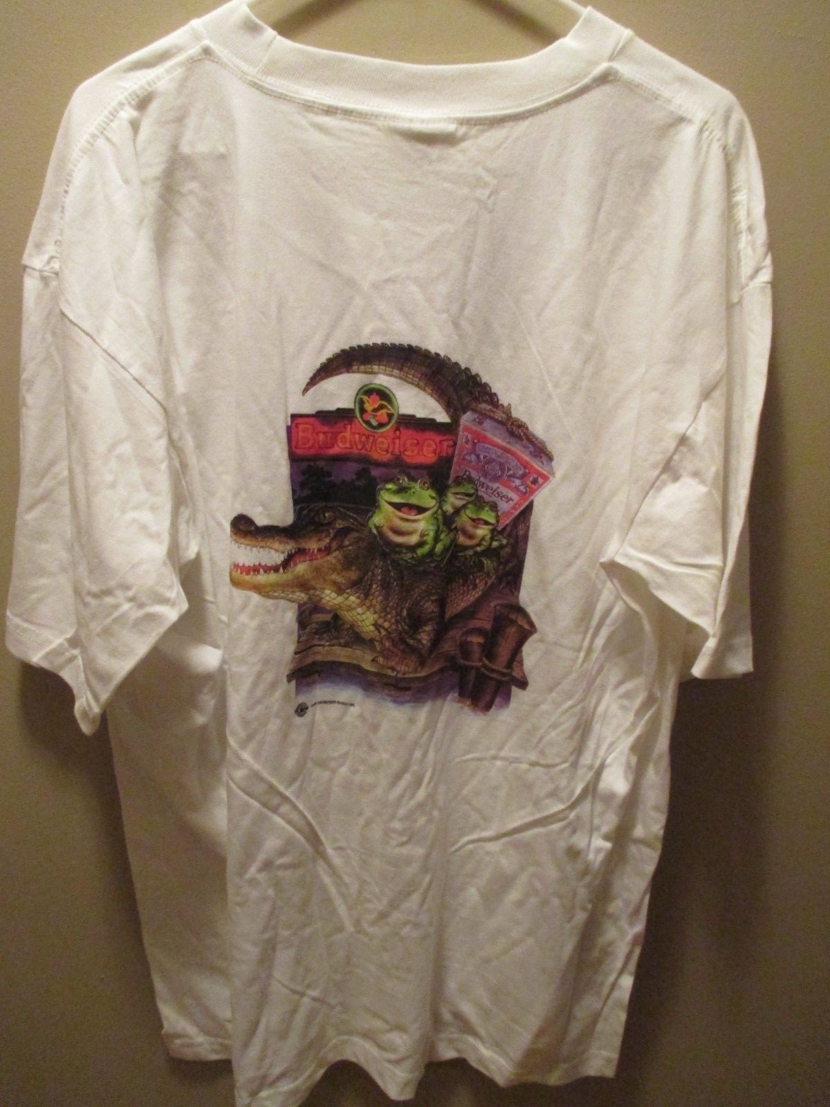 Vintage 1996 Budweiser Beer Aligator Frogs T Shirt XL Collectors White