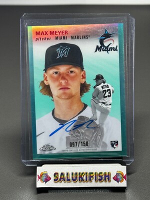 2023 Max Meyer Topps Chrome Platinum Aqua Refractor Auto 097/150 Marlins