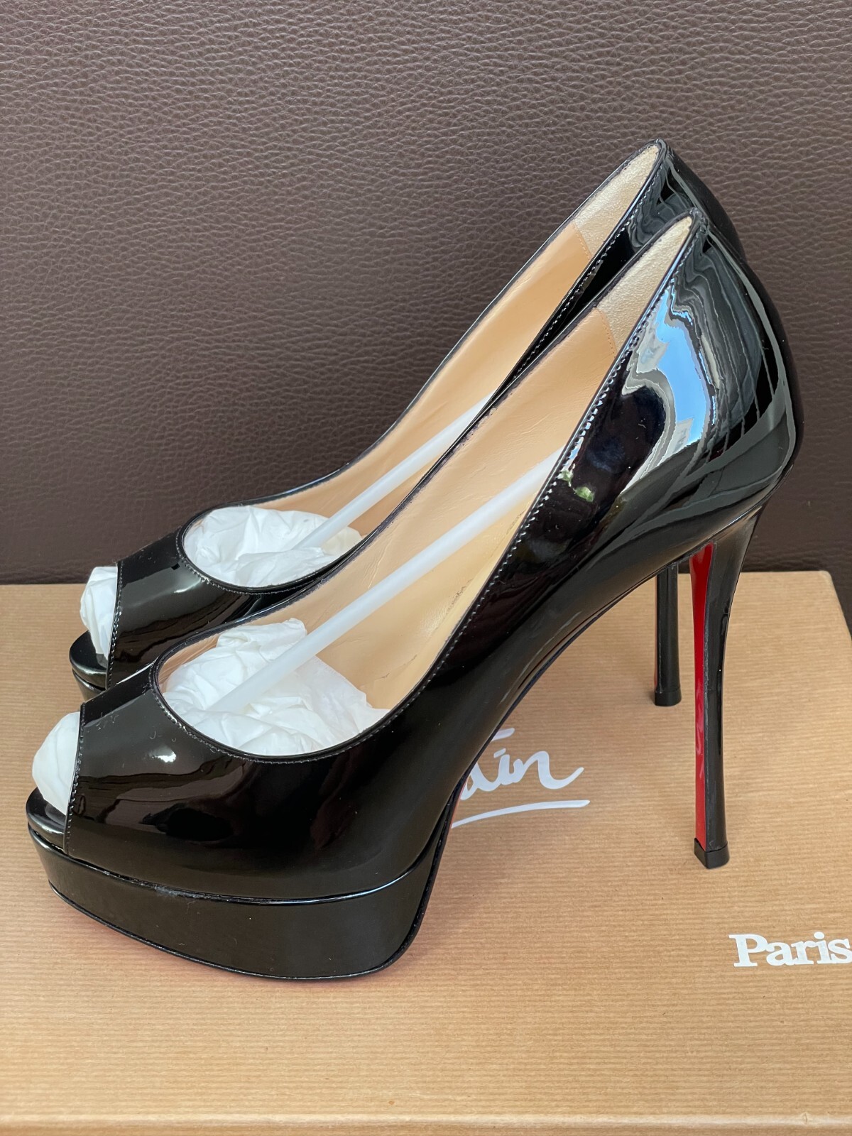 靴 Christian Louboutin FETISH PEEP 150 36.5 Fetish Peep - 150 mm Pumps - Patent calf leather - Tropical