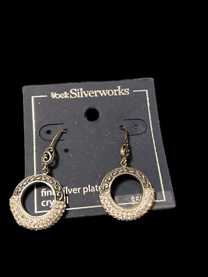Silver Crystal Hoop Earrings by Belk Silverworks - Brand New