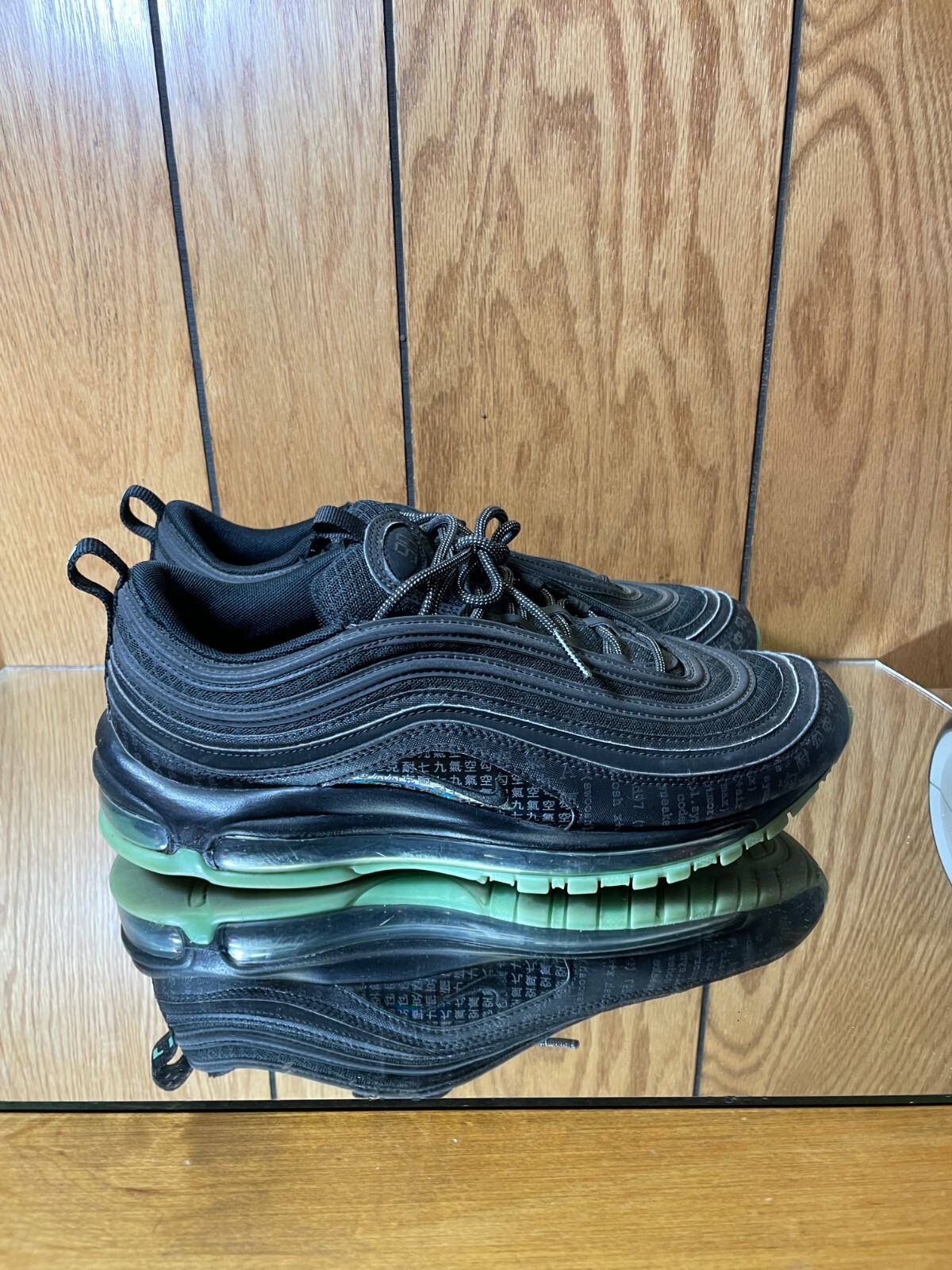 Nike Air Max 97 Matrix Black Black-Green Glow 921826-017 s 9 | eBay