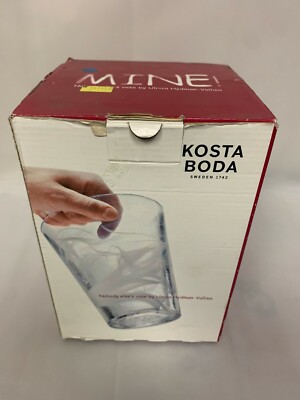 New Kosta Boda Blue Swirl Mine Tumbler Vase Ulrica Hydman-Vallien 7.5'' x 5.25''