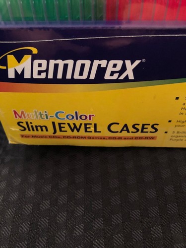 Memorex 100 Slim Jewel Cases 5 Colors-100 Inserts-To Make CD's-NEW! SEALED!