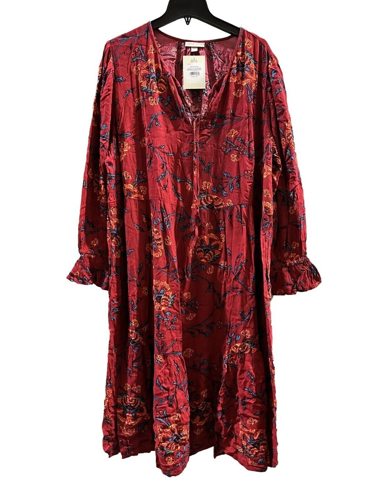 Women's Plus Size Long Sleeve Patterned A-Line Dress - Knox