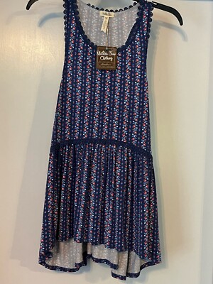 NWT Matilda Jane Women' s Beyond Horizon Tunic Tank Med Blue Floral Size XS