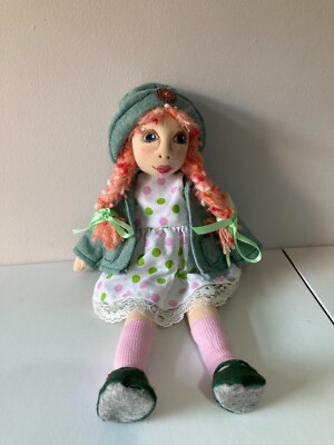 HANDMADE 14 inch RAG DOLL. FULLY DRESSED MADE BY DOLLY DUMPLING