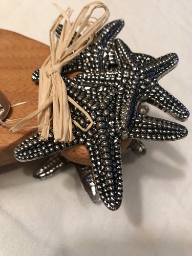 Mud Pie Bamboo Salad Hands with Metal Sea Life Star Fish New with Tags 8.1/4”