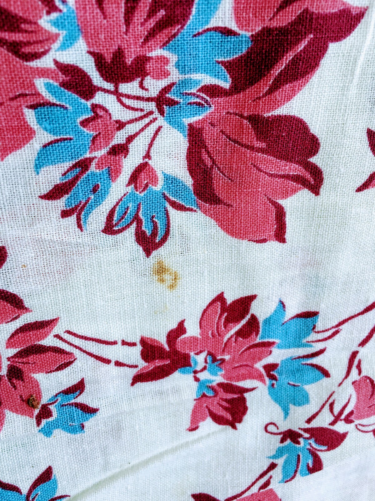 Vintage Feed Sack Fabric Pink and Blue Floral Flower  44x38 