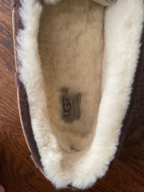 * UGG MENS SHEEPSKIN OLSEN MOCCASIN LEATHER BROWN SLIPPERS SHOES 14/13/48.5 *