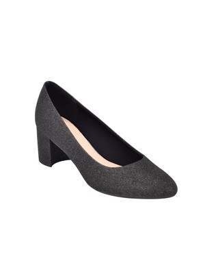 

Женские туфли-лодочки EVOLVE Black Glitter Padded Robin Almond Toe Block Heel Slip On Pumps, Черный, EVROBIN3