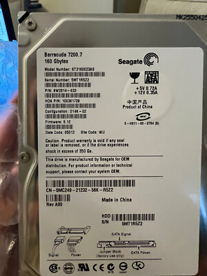 Seagate Barracuda 7200.7, 160 Gbytes, Model ST3160023AS