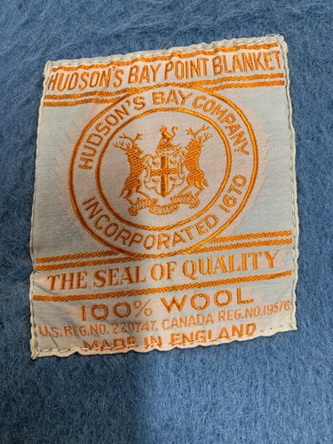 Hudson Bay blue blankets England, 100% wool Queen Two Tone Blanket 90 X 66 Inch