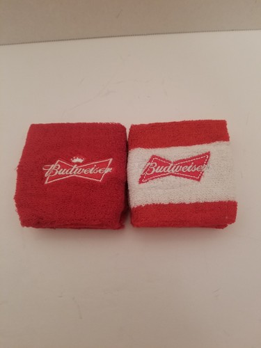 New Budweiser Beer Red Wrist Sweat Bands Bud Lot Of 2 Pairs