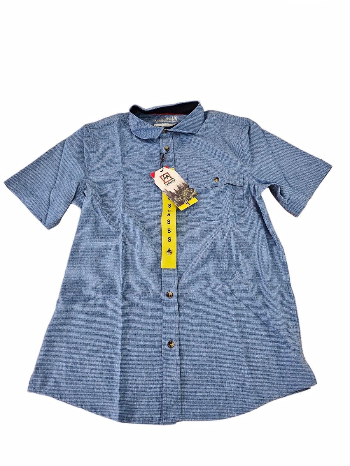 Avalanche Mens Short Sleeve Woven Button Down Shirt Blue SM / SMALL