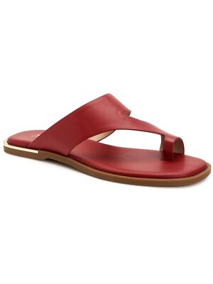 

Женские кожаные сандалии ALFANI с красным кольцом на пальце Freddee Square Toe Slip On Leather Sandals, Красный, 10012715100