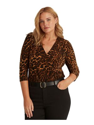 

LAUREN RALPH LAUREN Женский черный трикотажный приталенный топ плюс