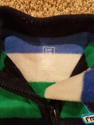 Carters Baby Boy Top Long Sleeves 3 months Pullover striped blue Fleece