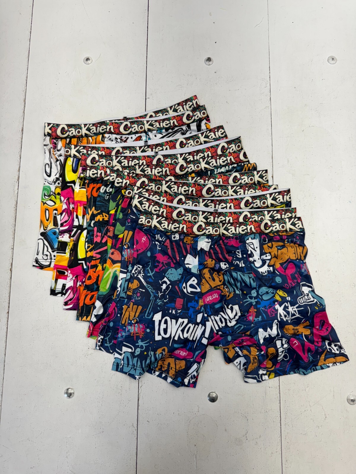 CaoKaien 10 Pair Multicolor Graffiti Print Boxer Briefs Mens