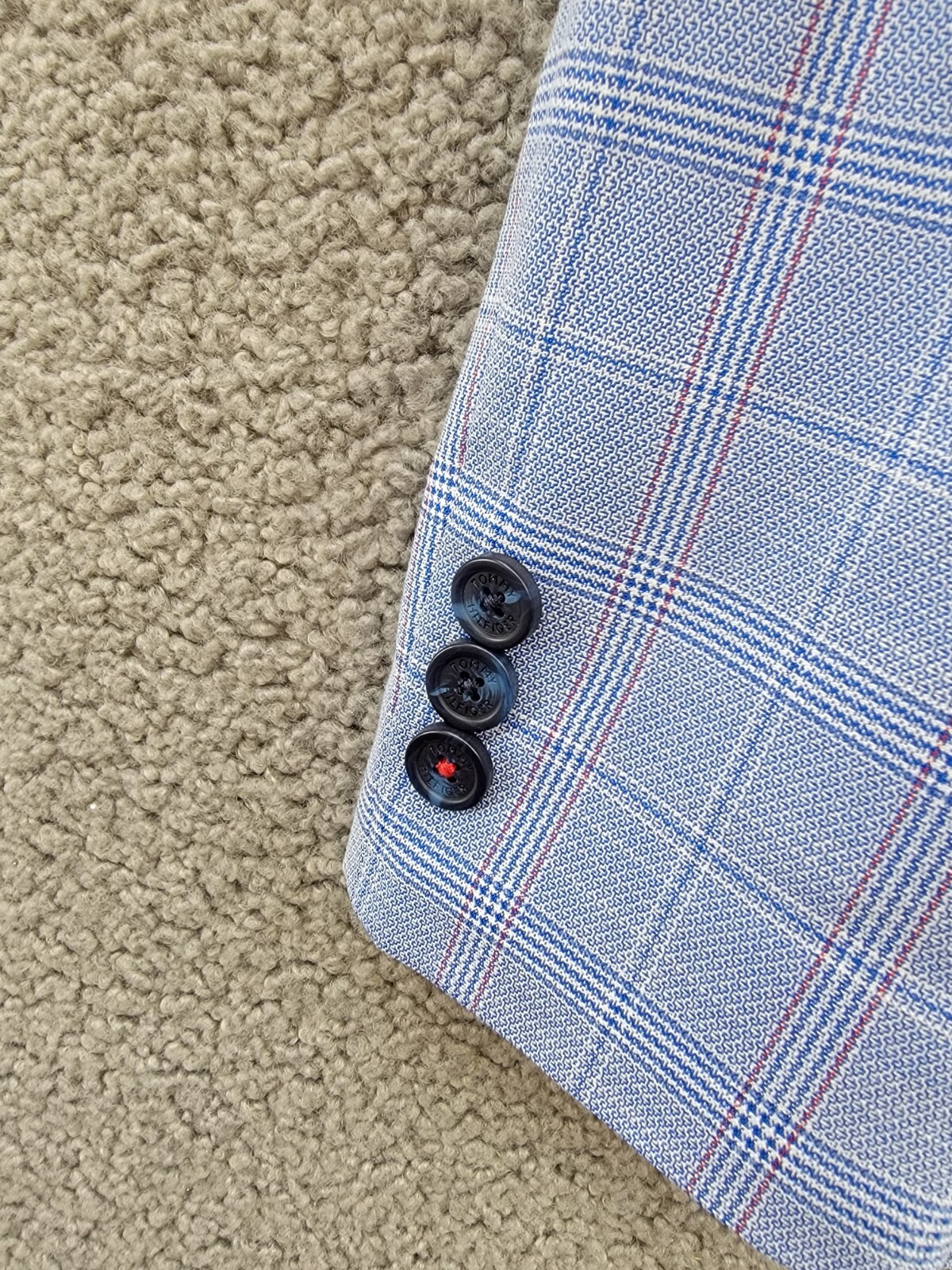 Tommy Hilfiger Stretch Deco Plaid Sport Coat Big Boys 10 Blue Flap Pockets L/S - Picture 9 of 19