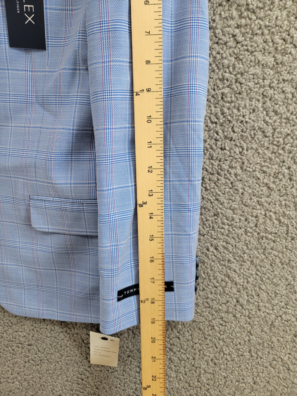 Tommy Hilfiger Stretch Deco Plaid Sport Coat Big Boys 10 Blue Flap Pockets L/S - Picture 5 of 19