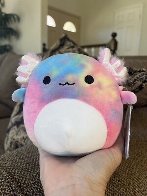 Squishmallows Tinley The Tie Dye 5  Axolotl Rainbow Plush BNWT