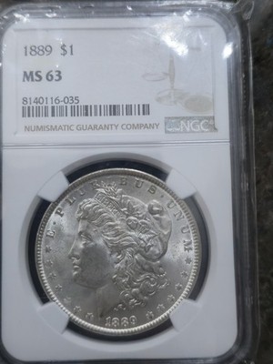 1889 MS63 WHITE LUSTER BOMB MORGAN SILVER DOLLAR New NGC HOLDER