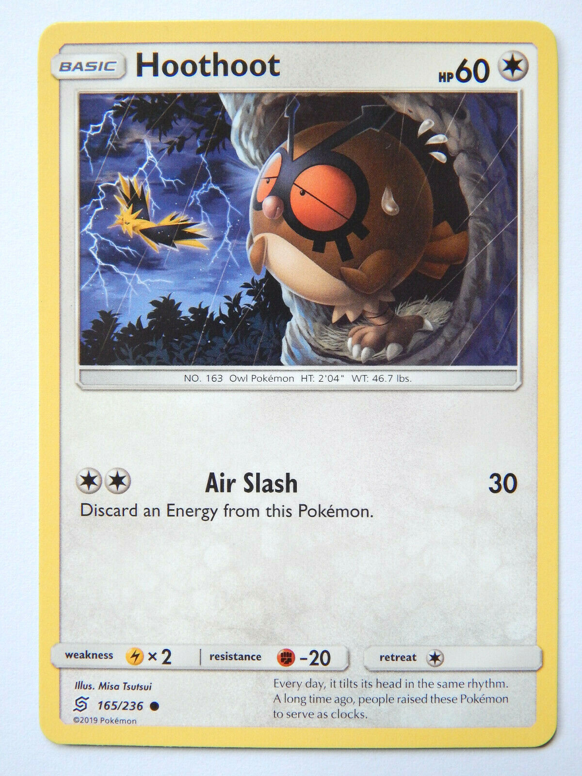 Hoothoot 165/236 (NM, Pokemon Card, Unified Minds, 2019 Hoothoot 165/236 (NM, Pokemon Card, Unified Minds, 2019