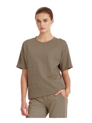 

LAUREN RALPH LAUREN Женский коричневый топ с короткими рукавами и круглым вырезом Petites
