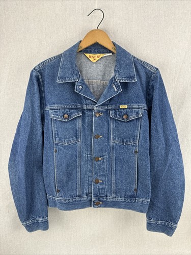 Vintage Rustler Mens Medium Jean Denim Trucker Jacket  Made in USA