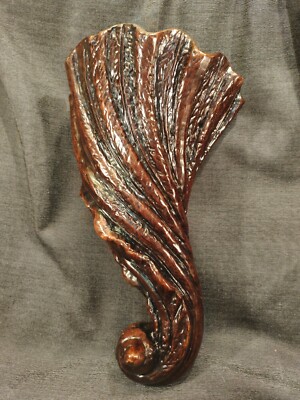 16'' Wooden Horn Vase Ceramic Sconce Wood Look Decor Flowers Unique Wall Art