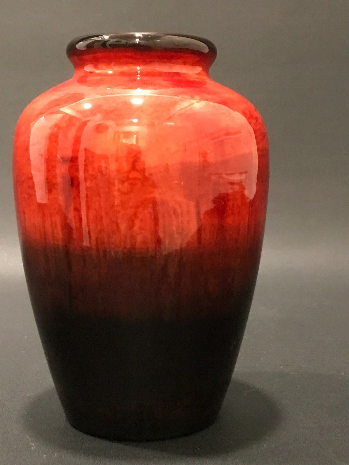 MOORCROFT RED FLAMBE VASE FLARED RIM C-1928 SIZE 6 3/8 INCH TALL