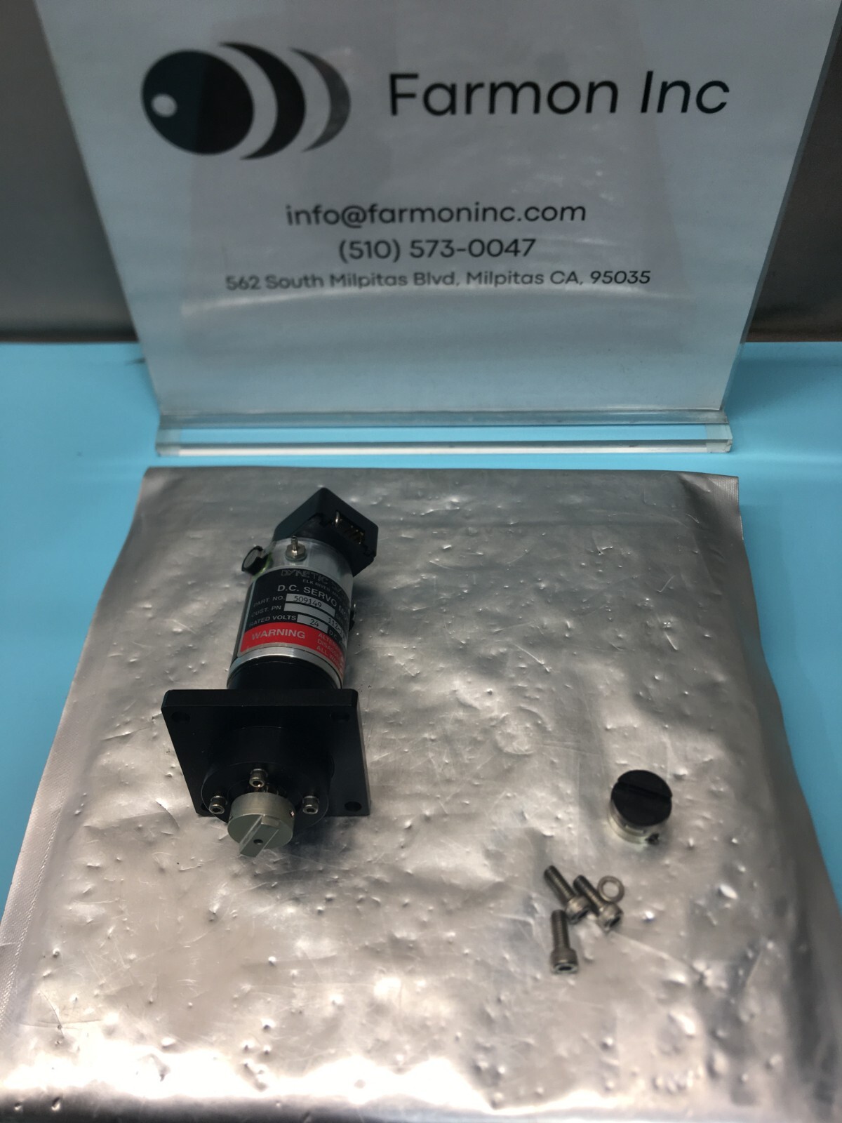 DYNETIC SYSTEMS 509149 D.C. SERVO MOTOR 24 VOLTS, 1.68 AMPS, 161040